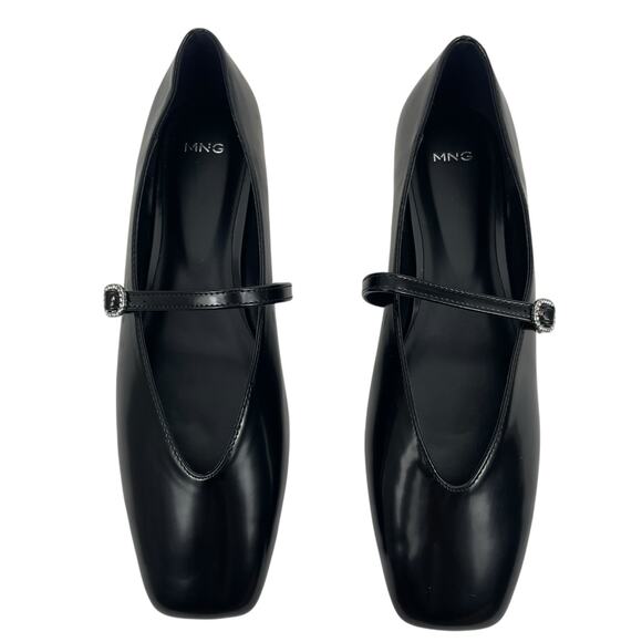 Mango Jewel Strap Glossy Mary Jane Ballet Flats Black Size 40/ 9 - Picture 4 of 12